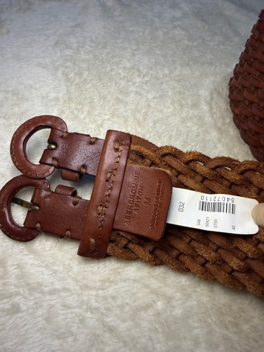 Abercrombie & Fitch Braided Leather Double Buckle Belt in Brown - Picture 3 of 6